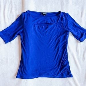 Premise Studio Women’s Blue Cutout Stretch 3/4 Sleeve Top